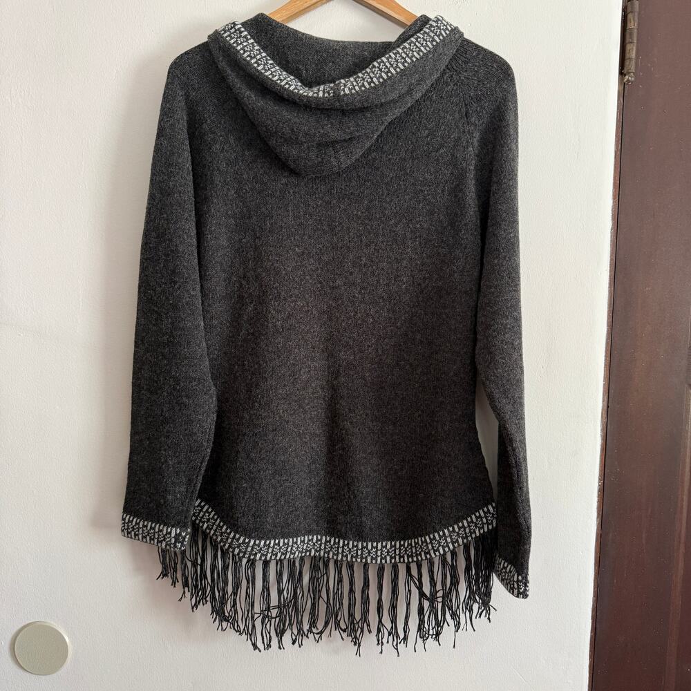 The ALPACA CONNECTION | Gray Fringed Alpaca Wool sweater | Large - Picture 8 of 10